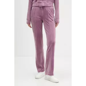Juicy Couture pantaloni de trening din velur culoarea violet, cu imprimeu, JCWBJ225307 imagine