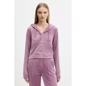 Juicy Couture bluză din velur culoarea violet, cu glugă, uni, JCWAS225306 imagine