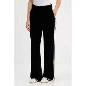 adidas Originals pantaloni de trening din velur Velvet culoarea negru, lat, high waist, KF2304 imagine