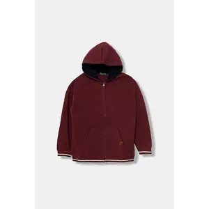 United Colors of Benetton bluză copii culoarea bordo, cu glugă, uni, 32N4C505B imagine