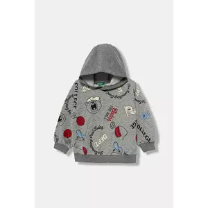 United Colors of Benetton bluză copii culoarea gri, cu glugă, cu imprimeu, 3X7YG2017 imagine