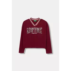 United Colors of Benetton longsleeve din bumbac pentru copii culoarea bordo, 3I1XC400E imagine