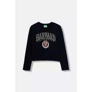 United Colors of Benetton longsleeve din bumbac pentru copii culoarea bleumarin, 3IVWC10PX imagine