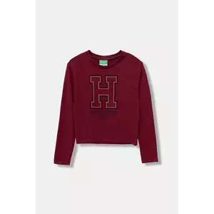 United Colors of Benetton longsleeve din bumbac pentru copii culoarea bordo, 3IVWC10PX imagine