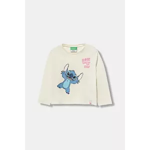 United Colors of Benetton longsleeve din bumbac pentru copii culoarea bej, 35RYG10KC imagine