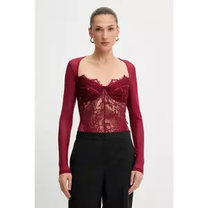 Bardot body culoarea bordo, cu imprimeu, 51150TB3 imagine