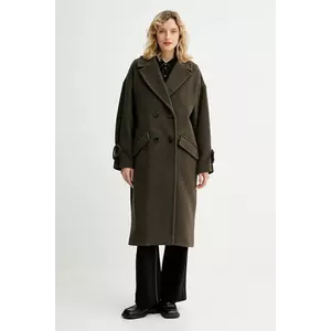 Sessun haină cu lână culoarea verde, 25112001 imagine