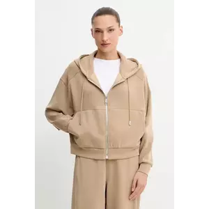 BOSS Orange bluză culoarea bej, cu glugă, uni, 50547813 imagine