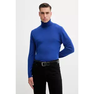 United Colors of Benetton pulover de lână culoarea maro, light, cu guler, 1002U2180 imagine