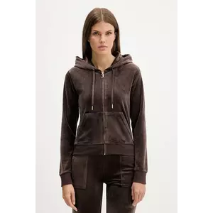 Juicy Couture bluză ROBERTSON HOODIE culoarea bej, cu glugă, cu imprimeu, JCAP176G imagine