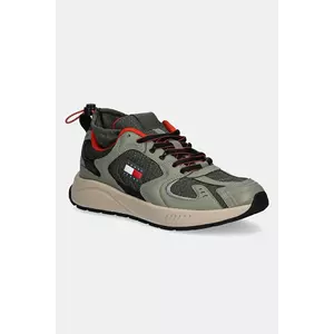 Tommy Jeans sneakers TJM RUNNER MIX MATERIAL culoarea verde, EM0EM01620 imagine