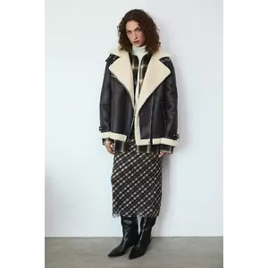 Medicine geacă biker culoarea maro, de tranzitie, oversize imagine