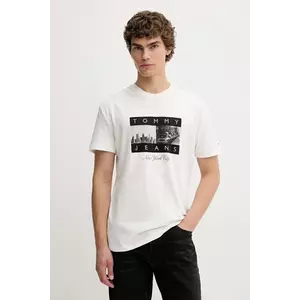 Tommy Jeans tricou din bumbac culoarea alb, cu imprimeu, DM0DM22464 imagine