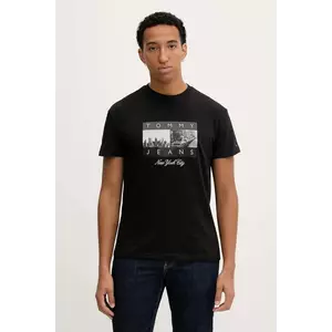 Tommy Jeans tricou din bumbac culoarea negru, cu imprimeu, DM0DM22464 imagine