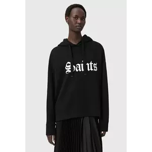 AllSaints hanorac de bumbac SAINT culoarea negru, cu glugă, cu imprimeu, W140JD imagine