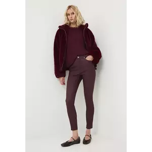 Medicine pantaloni culoarea bordo, mulata, medium waist imagine
