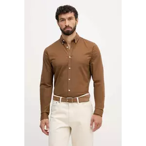 Lindbergh cămașă culoarea maro, cu guler button-down, slim, 30-203174 imagine