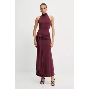 Bardot rochie culoarea bordo, maxi, mulată, 60102DB imagine