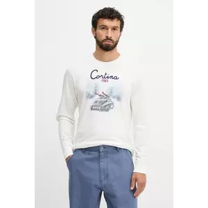 MC2 Saint Barth longsleeve din bumbac culoarea bej, cu imprimeu, LUT0006 imagine