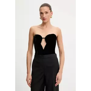 Bardot body din catifea culoarea negru, uni, 58787TB imagine