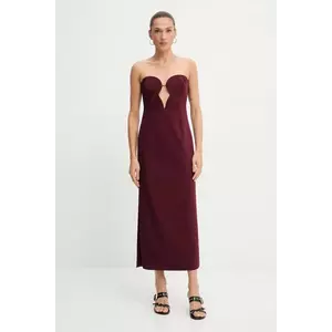 Bardot rochie culoarea bordo, midi, mulată, 57941DB3 imagine
