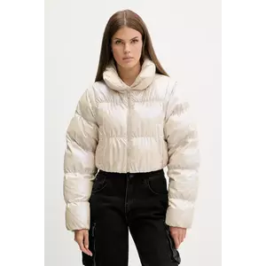 adidas Originals geacă Ess Glossy culoarea bej, de iarnă, oversize, JX2985 imagine