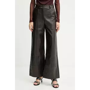Bardot pantaloni culoarea maro, lat, high waist, 58936PB3 imagine