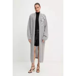 Blugirl Blumarine cardigan din amestec de lână culoarea gri, călduros, RF5080.MS037 imagine