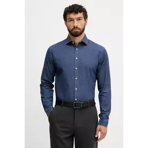 Lindbergh cămașă jeans culoarea bleumarin, cu guler clasic, relaxed, 30-203652 imagine