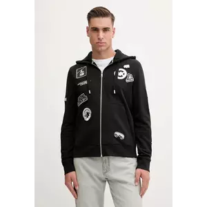 Michael Kors bluză culoarea negru, cu glugă, cu imprimeu, CF552V04MY imagine