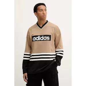 adidas Originals longsleeve Hockey Jersey culoarea verde, cu imprimeu, JY0251 imagine