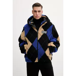 Versace Jeans Couture hanorac fleece culoarea negru, cu glugă, cu imprimeu, 79GAS406 U0030 imagine