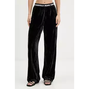 Karl Lagerfeld Jeans pantaloni de catifea culoarea negru, drept, high waist, A4W10135 imagine
