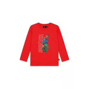 Lego longsleeve din bumbac pentru copii LWTAFFY 622 culoarea roșu, cu imprimeu, 11011248 imagine