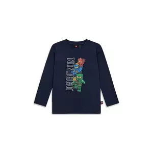 Lego longsleeve din bumbac pentru copii LWTAFFY 622 culoarea bleumarin, cu imprimeu, 11011248 imagine