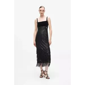 Karl Lagerfeld rochie culoarea negru, midi, drept, A4W13043 imagine