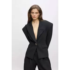 Karl Lagerfeld jachetă cu lână Karl Lagerfeld Studio culoarea negru, oversize, uni, A4W14065 imagine
