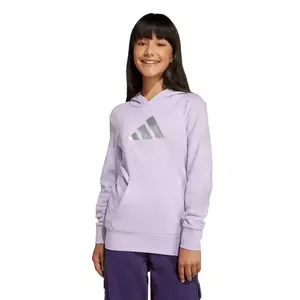 adidas bluză copii culoarea violet, cu glugă, cu imprimeu, JV5268 imagine