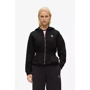 Karl Lagerfeld hanorac de bumbac culoarea negru, cu glugă, cu imprimeu, A4W20048 imagine