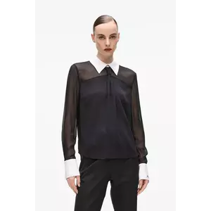 Karl Lagerfeld bluză culoarea negru, uni, A4W11008 imagine