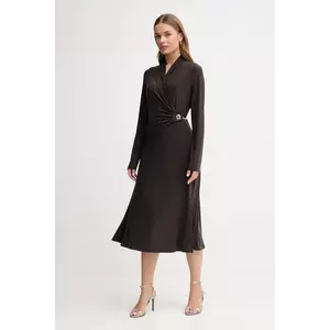 Joseph Ribkoff rochie culoarea maro, midi, evazați, 253235 imagine