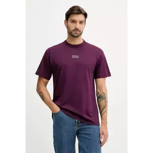 Versace Jeans Couture tricou din bumbac culoarea bordo, cu imprimeu, 79GAHT08 CJ00T imagine