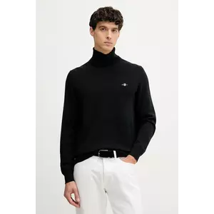 Gant pulover de bumbac culoarea negru, light, cu guler, 8030563 imagine