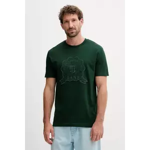 Gant tricou din bumbac culoarea verde, cu imprimeu, 2003368 imagine