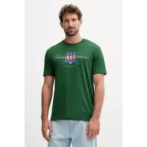 Gant tricou din bumbac culoarea verde, cu imprimeu, 2003353 imagine