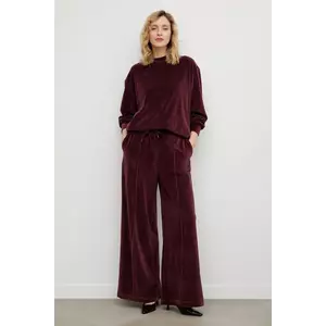 Answear.LAB pantaloni de trening din velur culoarea bordo, neted imagine