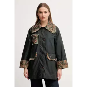 Barbour jachetă de bumbac x Farm Rio culoarea verde, de tranziție, oversize, LWX1504 imagine