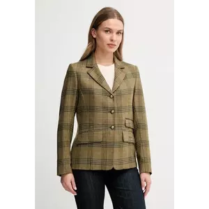 Barbour geacă de lână CARLBY culoarea verde, un singur rând de nasturi, cu imprimeu, LTA0129 imagine