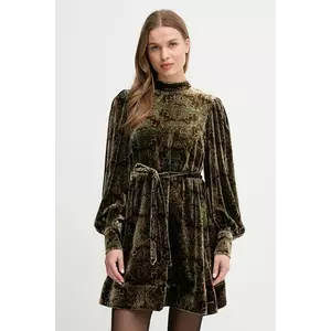 Barbour rochie din mătase x Farm Rio culoarea verde, mini, evazați, LDR0959 imagine