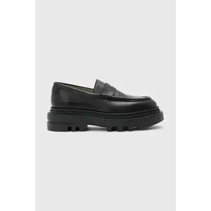 AllSaints mocasini de piele BETH LTHR LOAFER culoarea negru, cu toc plat, W059FD imagine